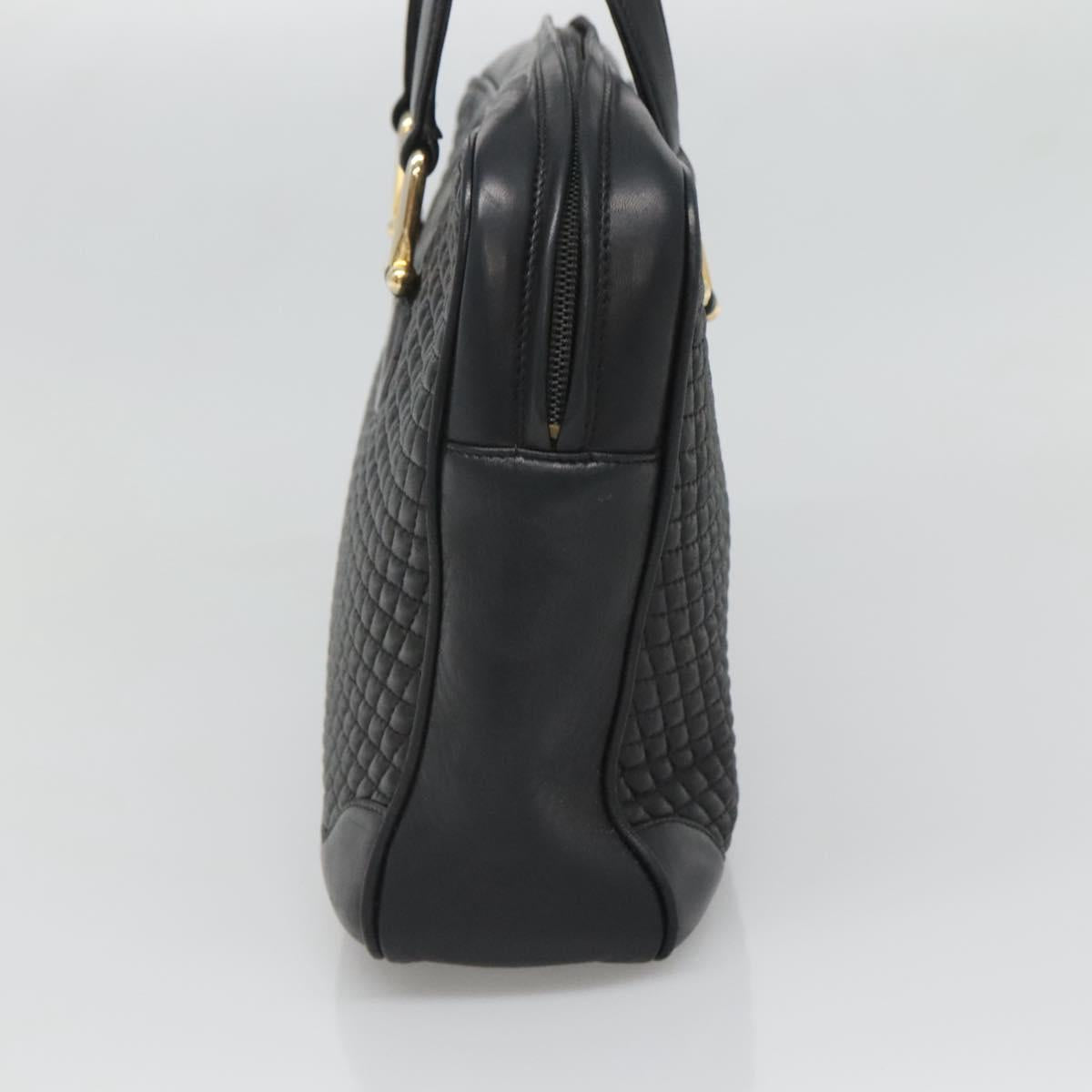 BALLY Hand Bag Leather Black Gold Auth 125714