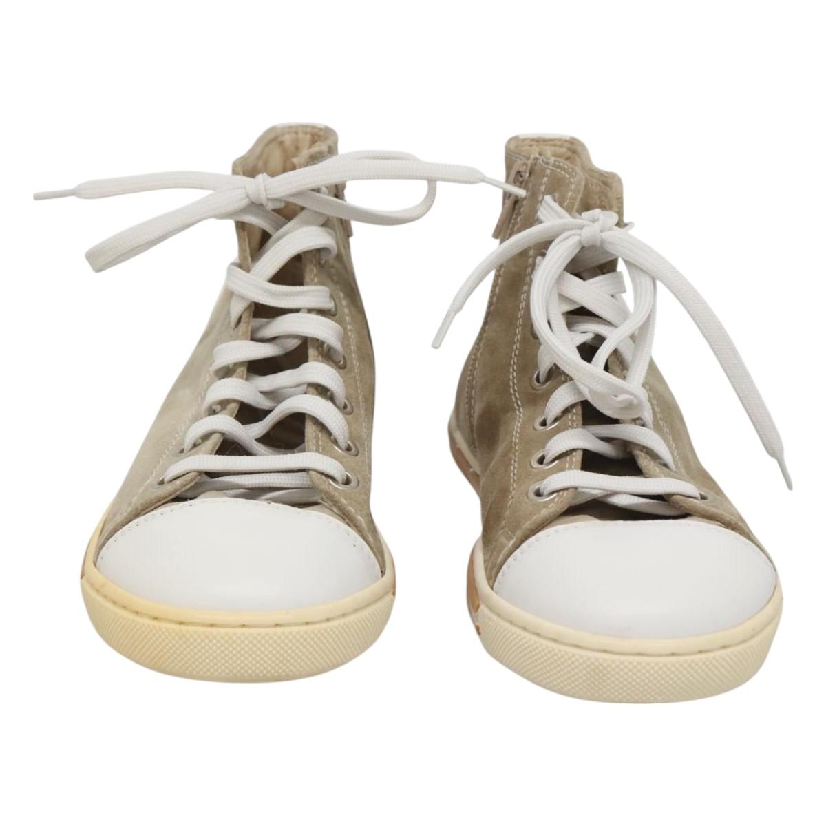 FENDI Sneakers Suede Beige Auth 125724