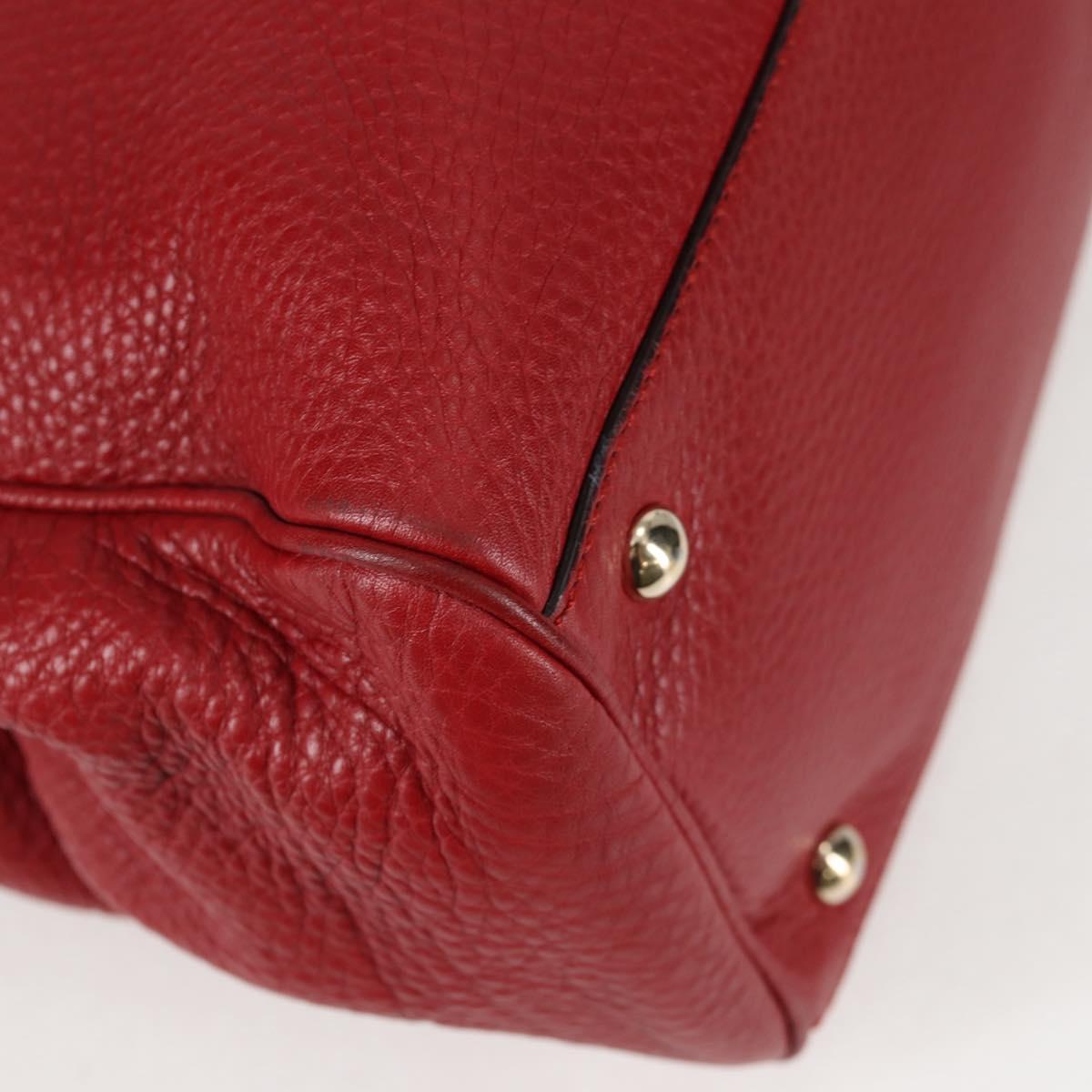 GUCCI Bamboo Hand Bag Leather 2way Red Gold 323660 Auth 125733