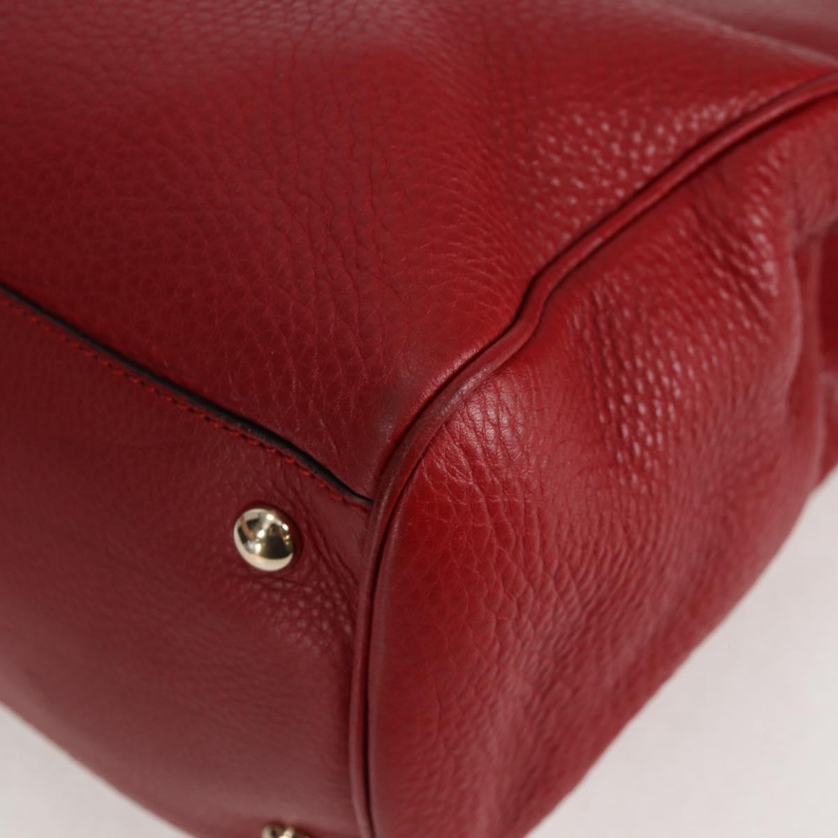 GUCCI Bamboo Hand Bag Leather 2way Red Gold 323660 Auth 125733