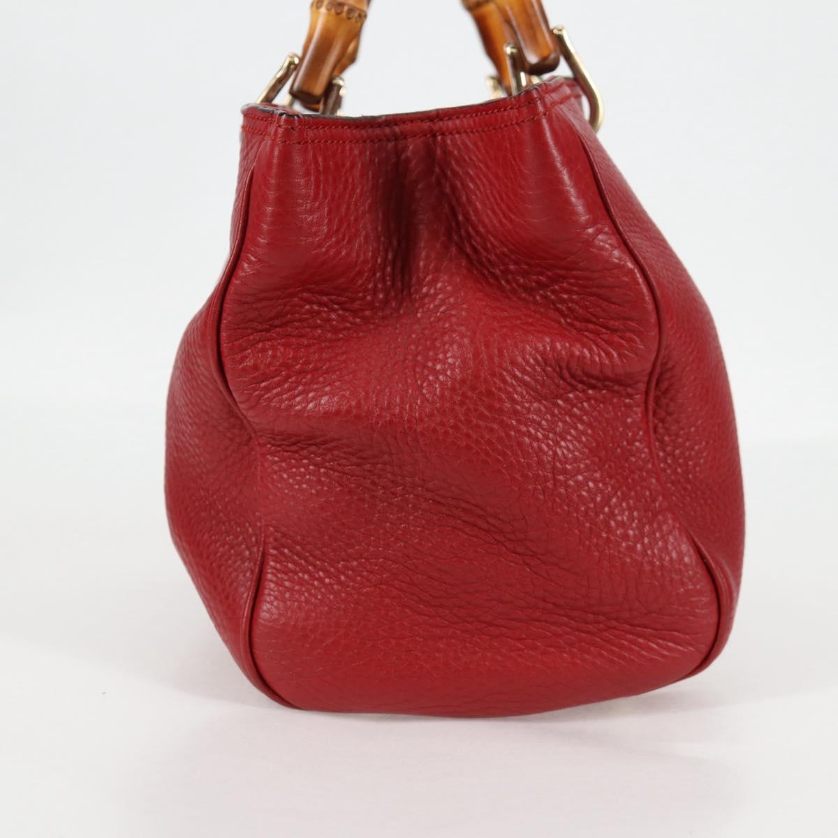 GUCCI Bamboo Hand Bag Leather 2way Red Gold 323660 Auth 125733