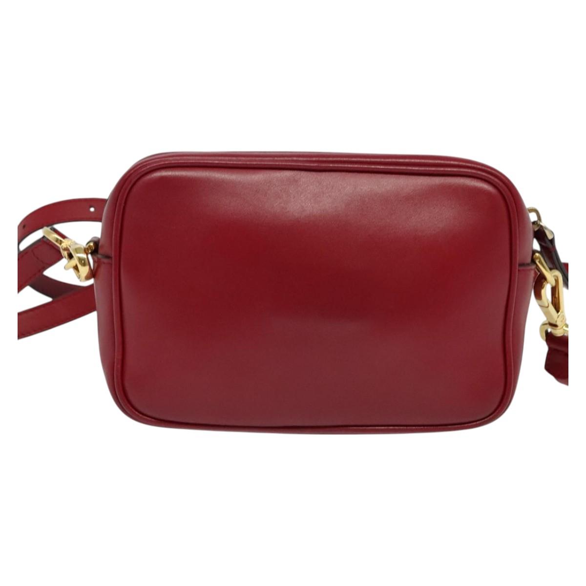 FENDI Zucca Shoulder Bag Leather Red Gold Auth 125736
