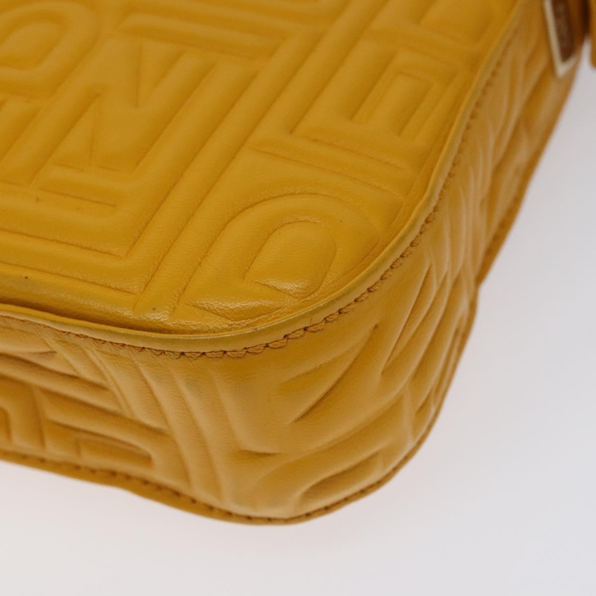 FENDI Mamma Baguette Shoulder Bag Leather Yellow Gold Auth 125737