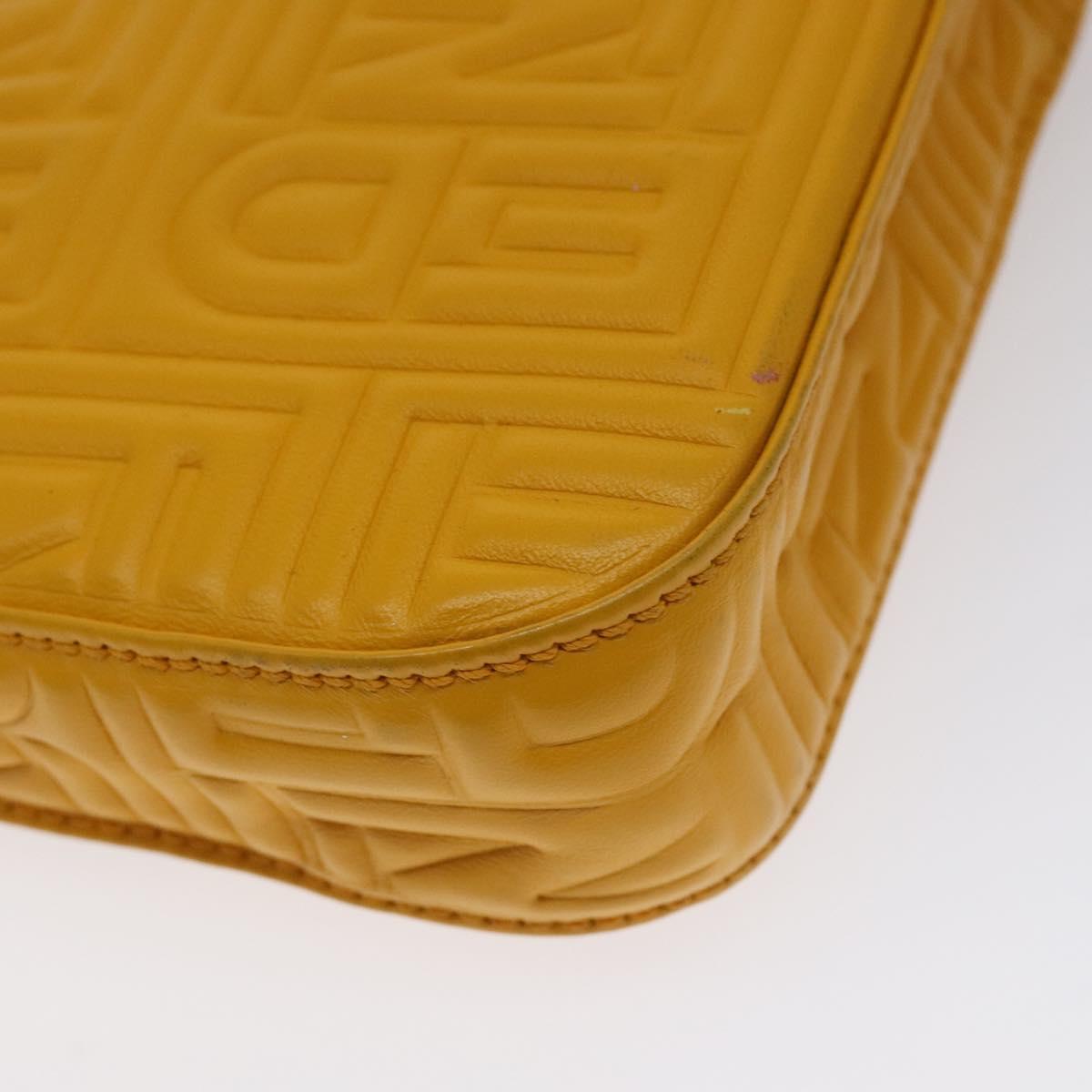 FENDI Mamma Baguette Shoulder Bag Leather Yellow Gold Auth 125737