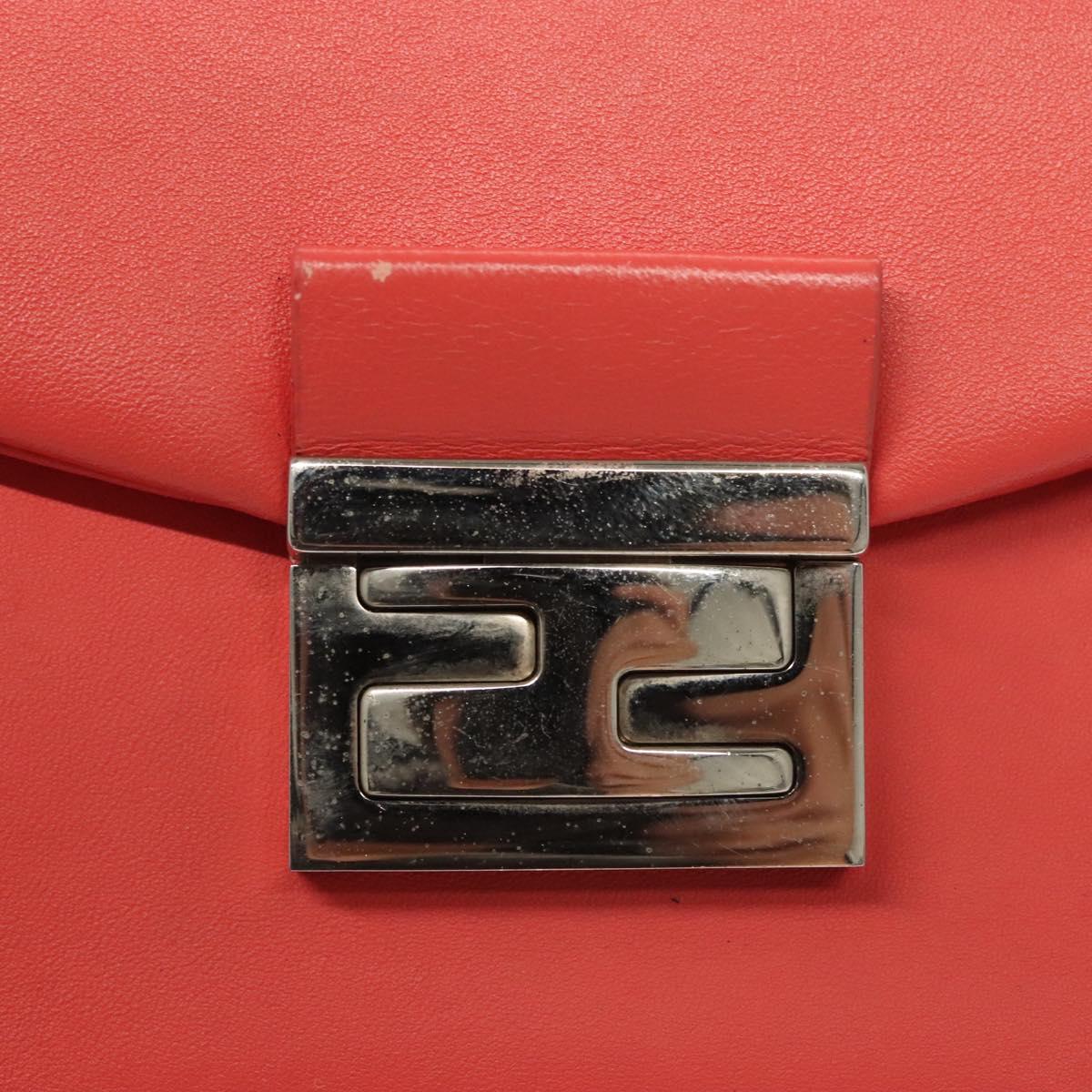 FENDI Chain Shoulder Bag Leather Pink Silver Auth 125738