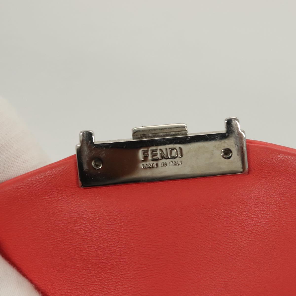 FENDI Chain Shoulder Bag Leather Pink Silver Auth 125738