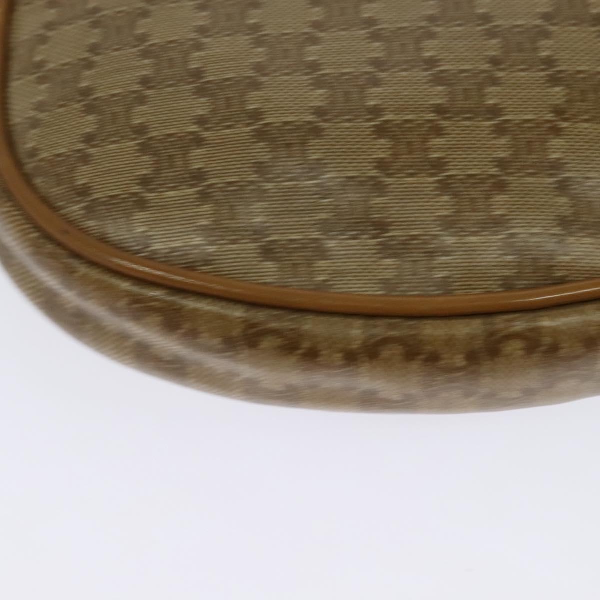 CELINE Macadam Canvas Shoulder Bag Beige Gold Auth 125742