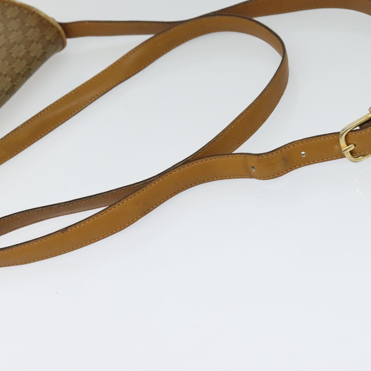 CELINE Macadam Canvas Shoulder Bag Beige Gold Auth 125742