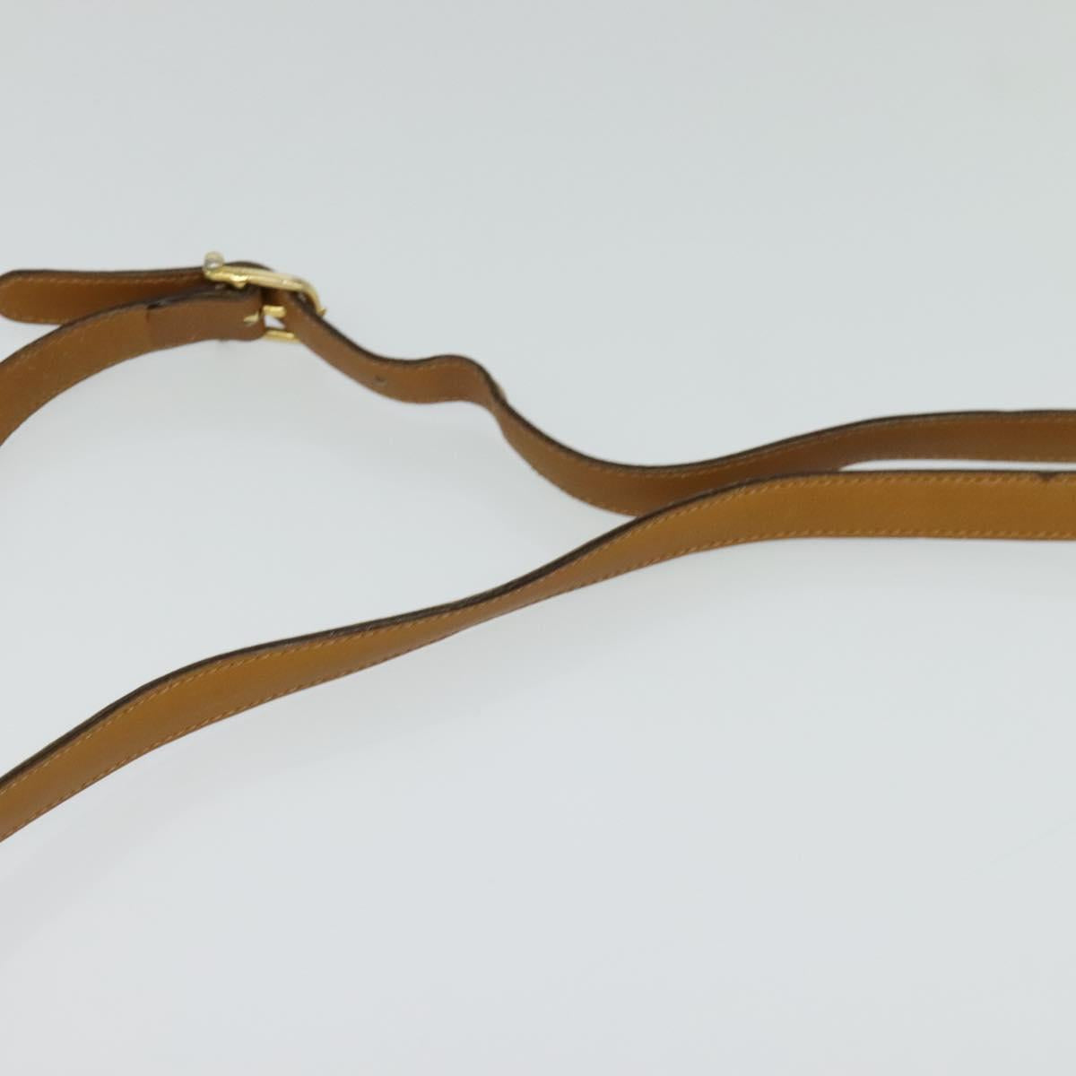 CELINE Macadam Canvas Shoulder Bag Beige Gold Auth 125742