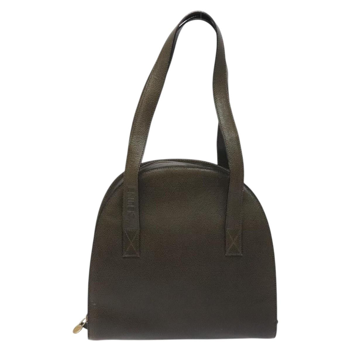CELINE Shoulder Bag Leather Green Gold Auth 125743