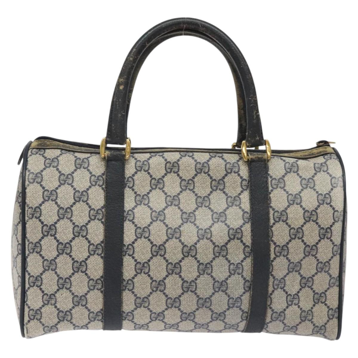 GUCCI GG Supreme Sherry Line Hand Bag PVC Navy Gold Red 69 02 007 Auth 125754