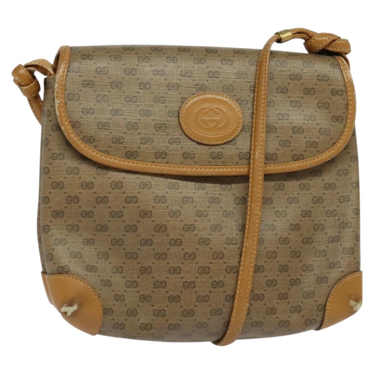 GUCCI Micro GG Supreme Shoulder Bag PVC Beige Gold 41 02 079 Auth 125755