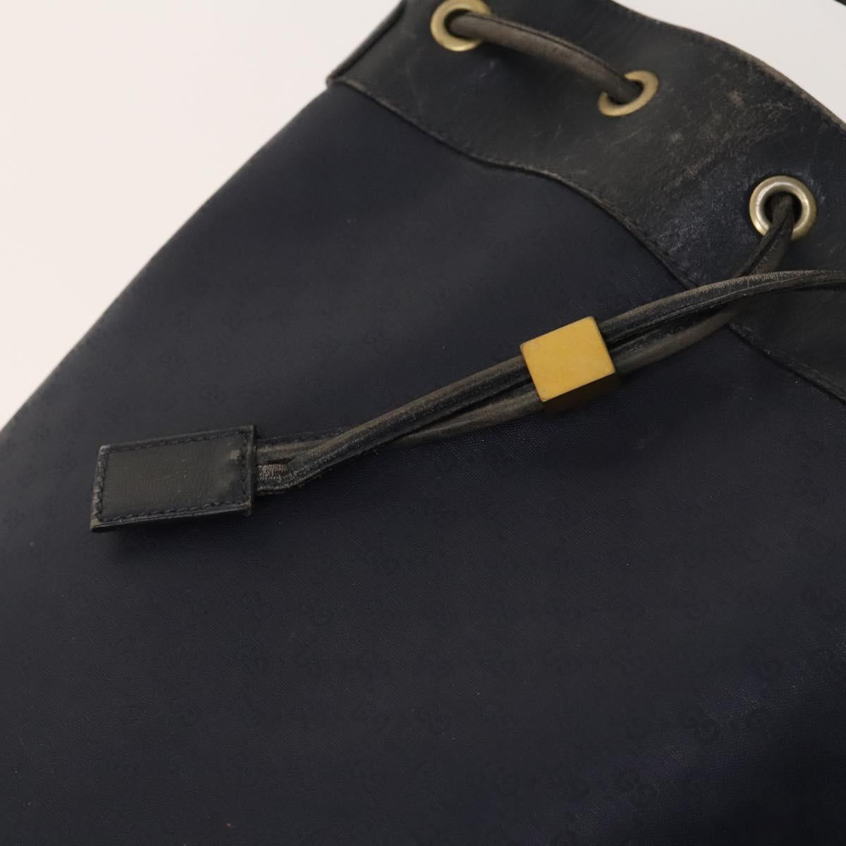 GUCCI Micro GG Supreme Sherry Line Shoulder Bag PVC Navy Gold Auth 125756