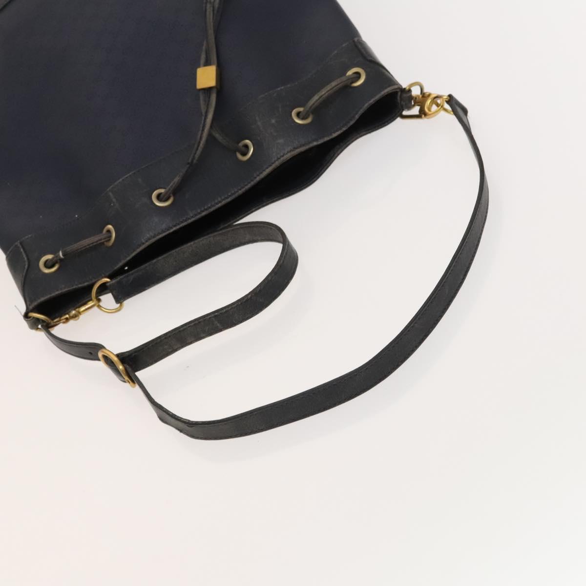 GUCCI Micro GG Supreme Sherry Line Shoulder Bag PVC Navy Gold Auth 125756
