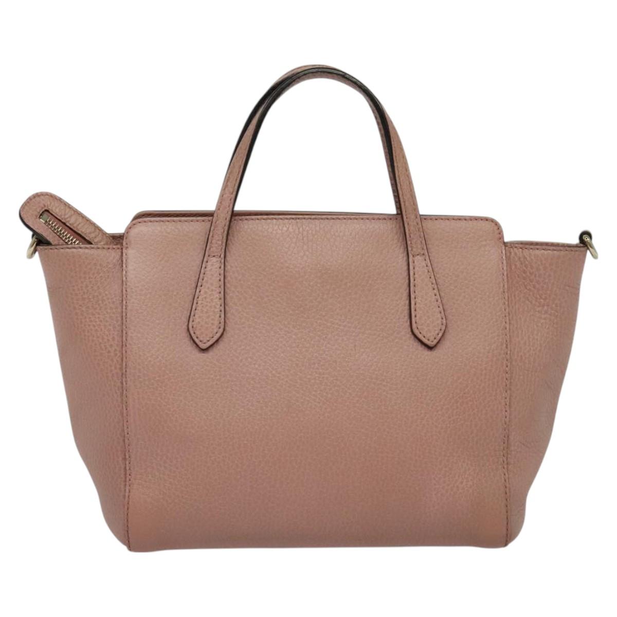 GUCCI Hand Bag Leather 2way Pink Gold 368827 Auth 125758