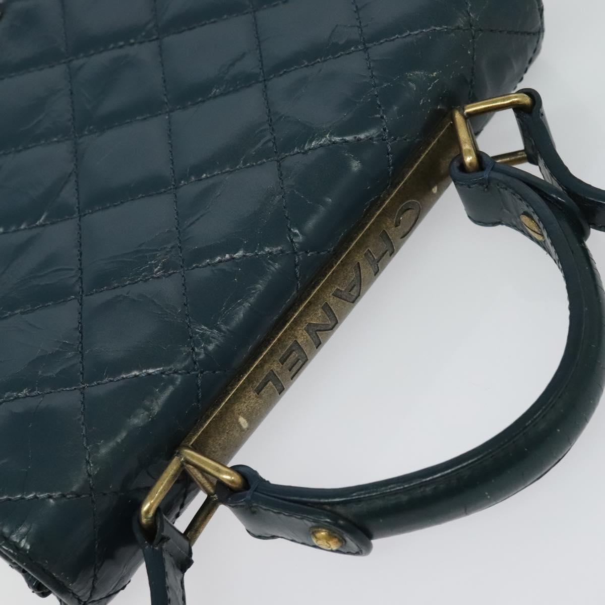 CHANEL Matelasse Chain Shoulder Bag Leather 2way Green Gold CC Auth 125767
