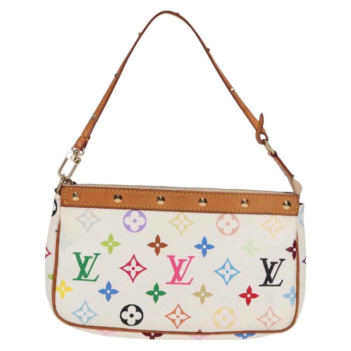 LOUIS VUITTON Multicolor Pochette Accessoires Pouch White M92649 LV Auth 125797V