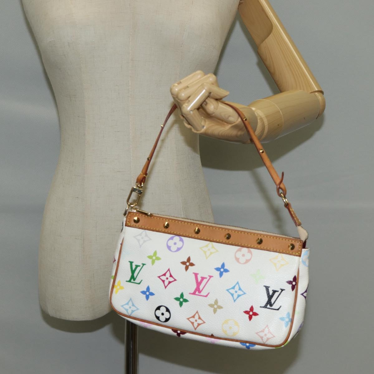 LOUIS VUITTON Multicolor Pochette Accessoires Pouch White M92649 LV Auth 125797V