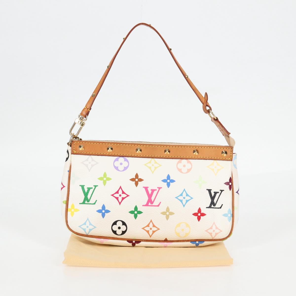 LOUIS VUITTON Multicolor Pochette Accessoires Pouch White M92649 LV Auth 125797V