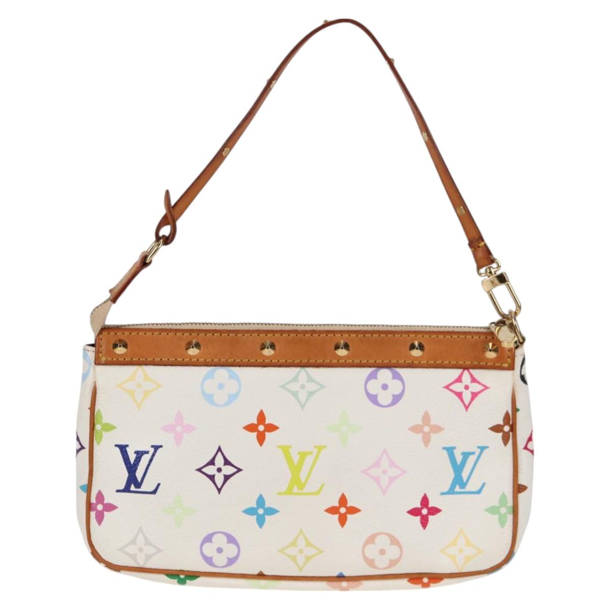 LOUIS VUITTON Multicolor Pochette Accessoires Pouch White M92649 LV Auth 125797V