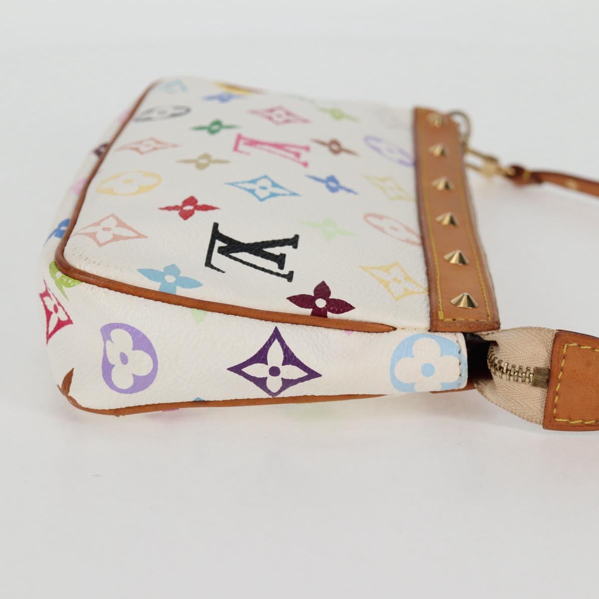 LOUIS VUITTON Multicolor Pochette Accessoires Pouch White M92649 LV Auth 125797V