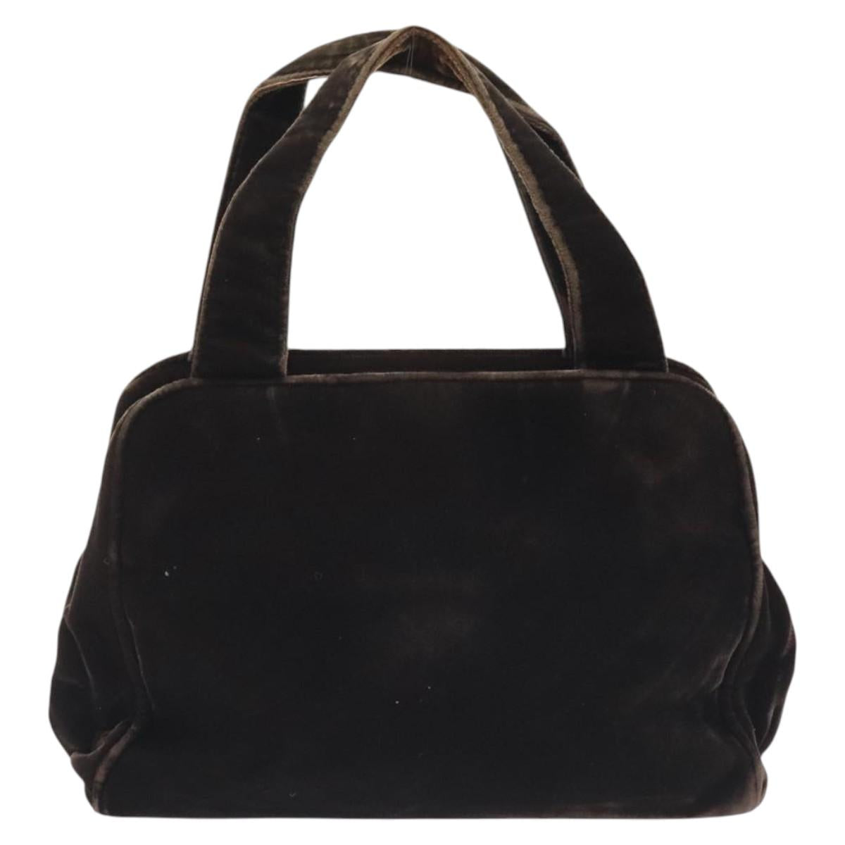 PRADA Hand Bag Velor Brown Auth 125801