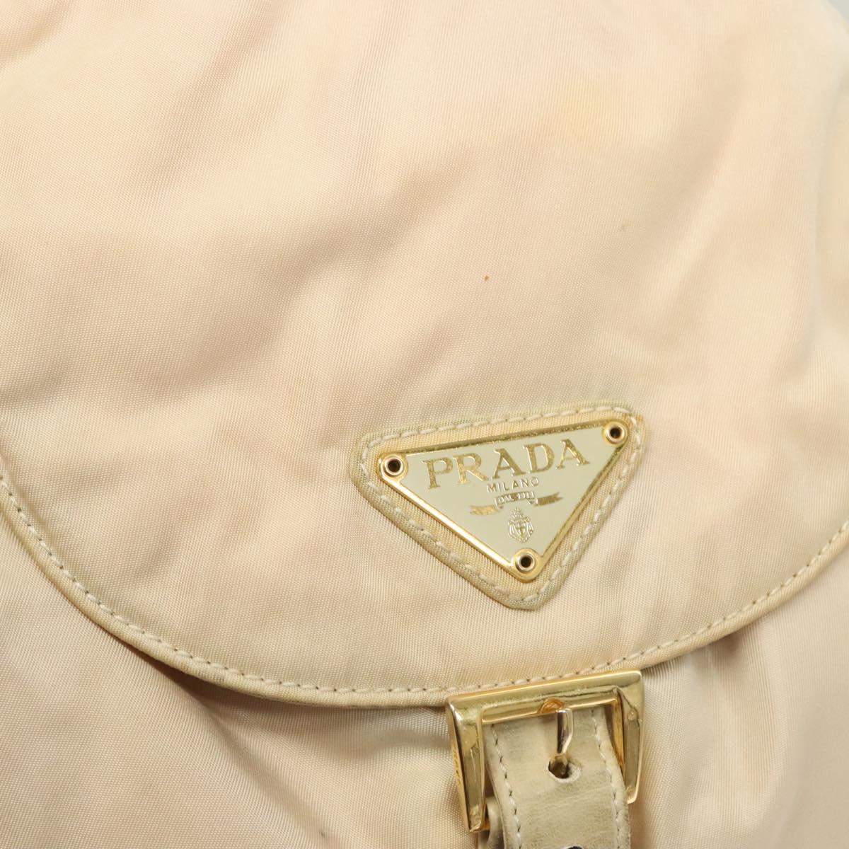 PRADA Chain Backpack Nylon Ivory Gold Auth 125803