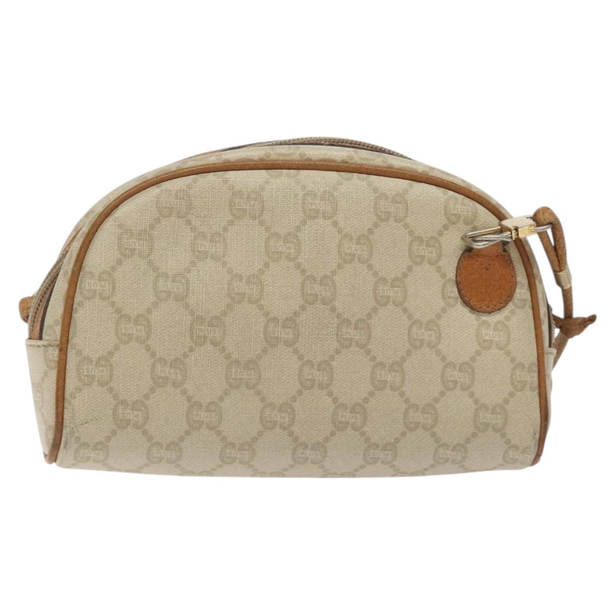 GUCCI GG Plus Supreme Shoulder Bag PVC Ivory Gold Auth 125814