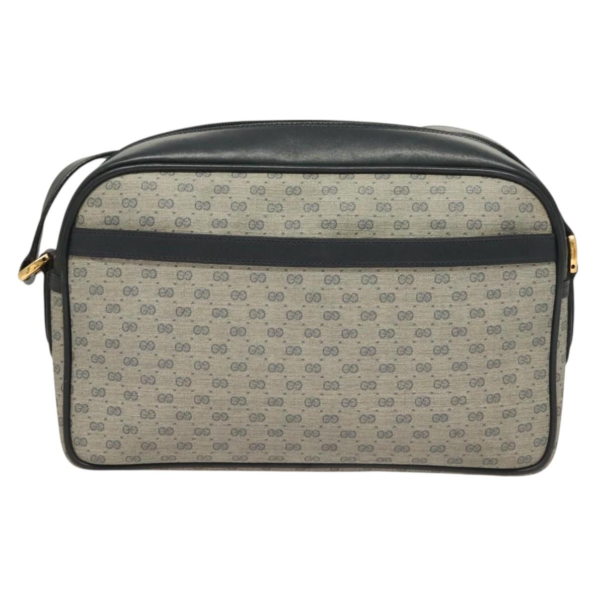 GUCCI Micro GG Supreme Sherry Line Clutch Bag PVC Navy Gold Auth 125818