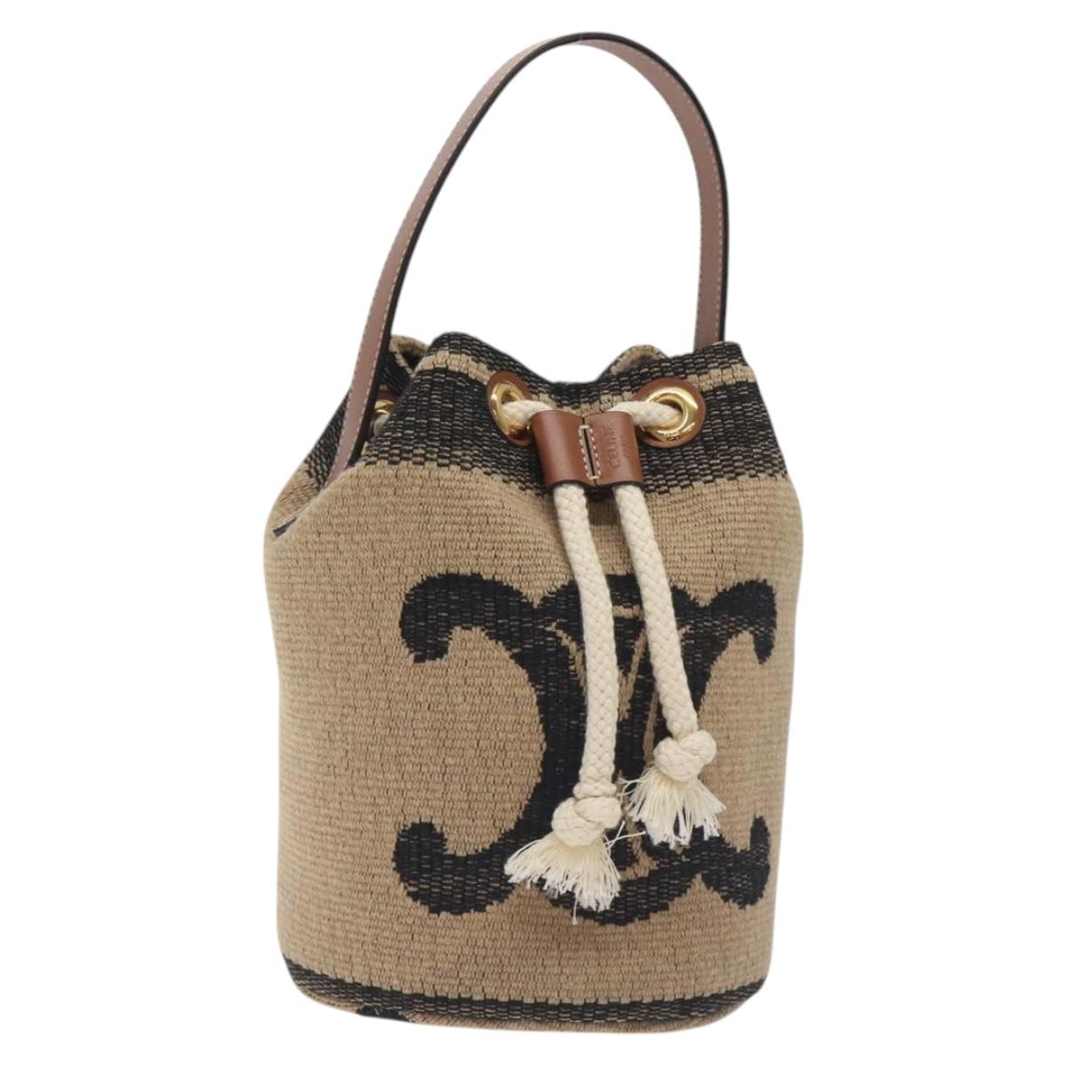 CELINE Shoulder Bag Raffia Beige Auth 125820M