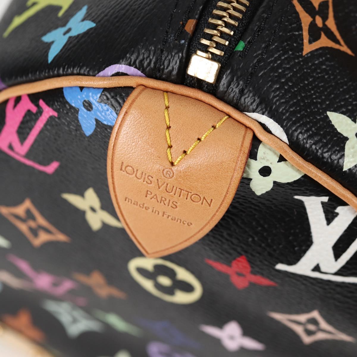 LOUIS VUITTON Monogram Multicolor Speedy 30 Hand Bag Black M92642 Auth 125838SAV