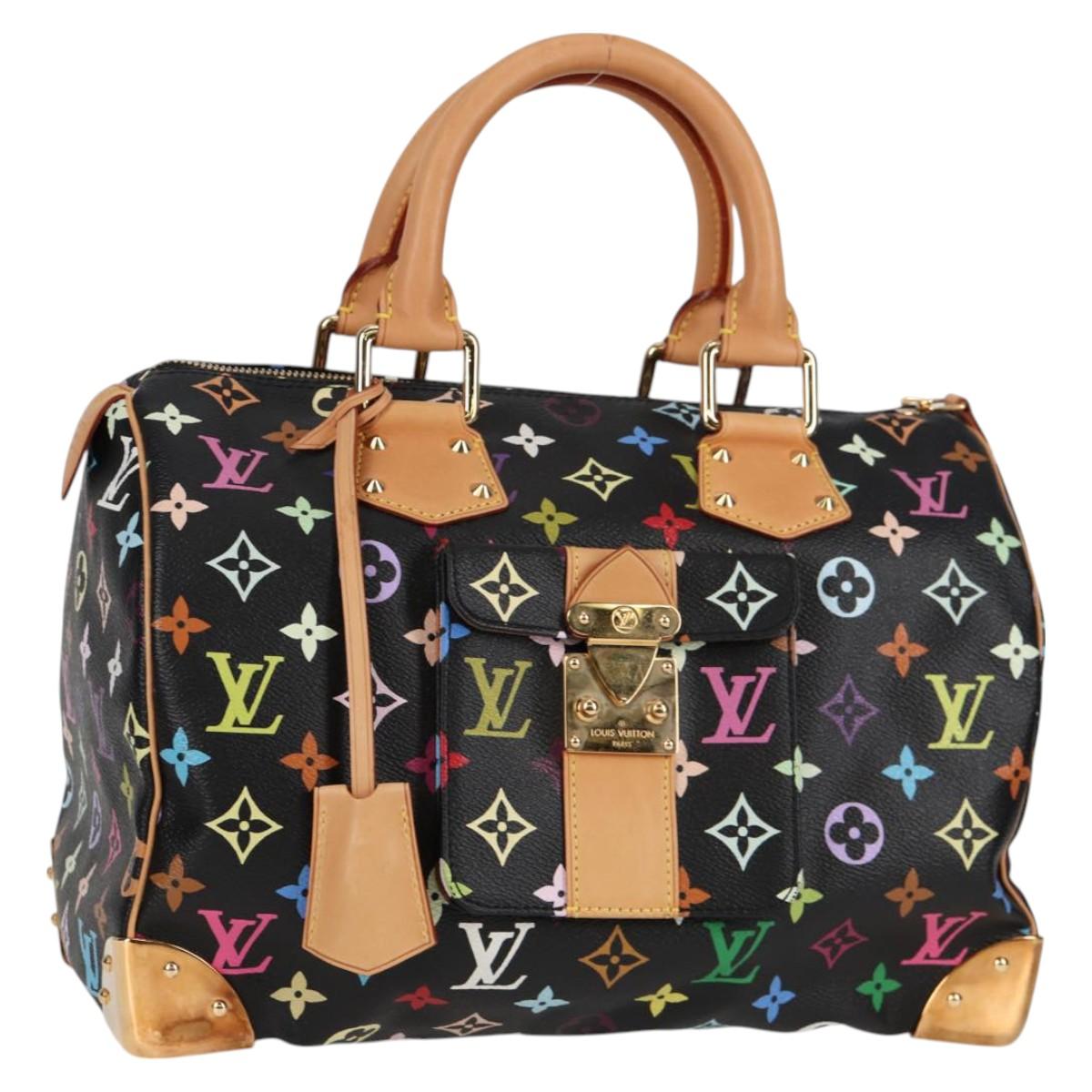 LOUIS VUITTON Monogram Multicolor Speedy 30 Hand Bag Black M92642 Auth 125838SAV