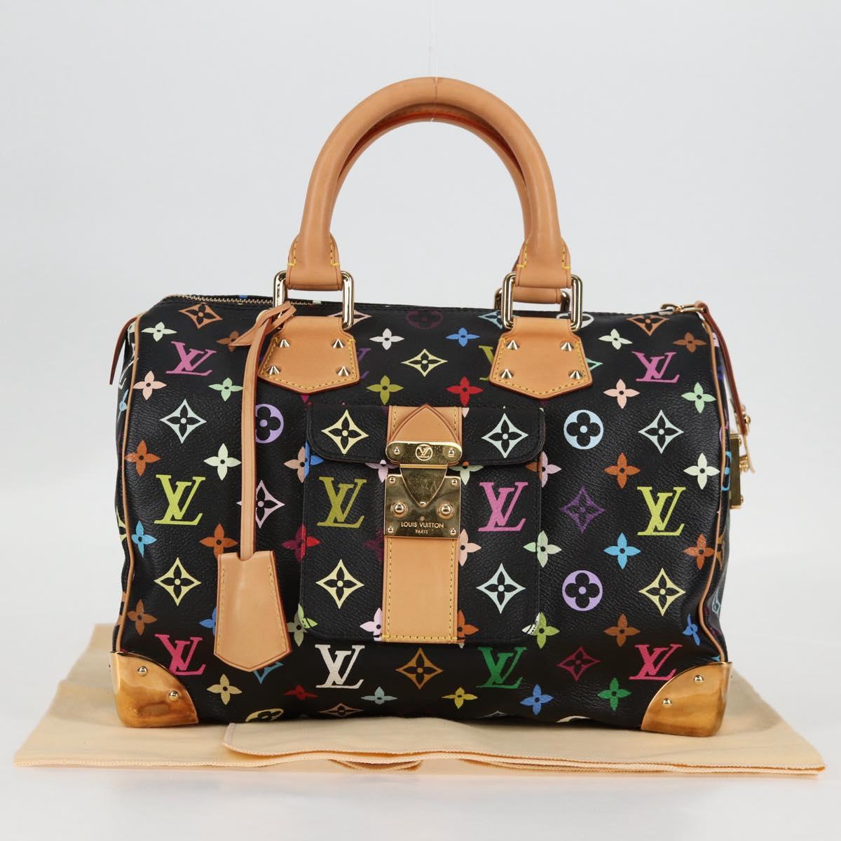 LOUIS VUITTON Monogram Multicolor Speedy 30 Hand Bag Black M92642 Auth 125838V
