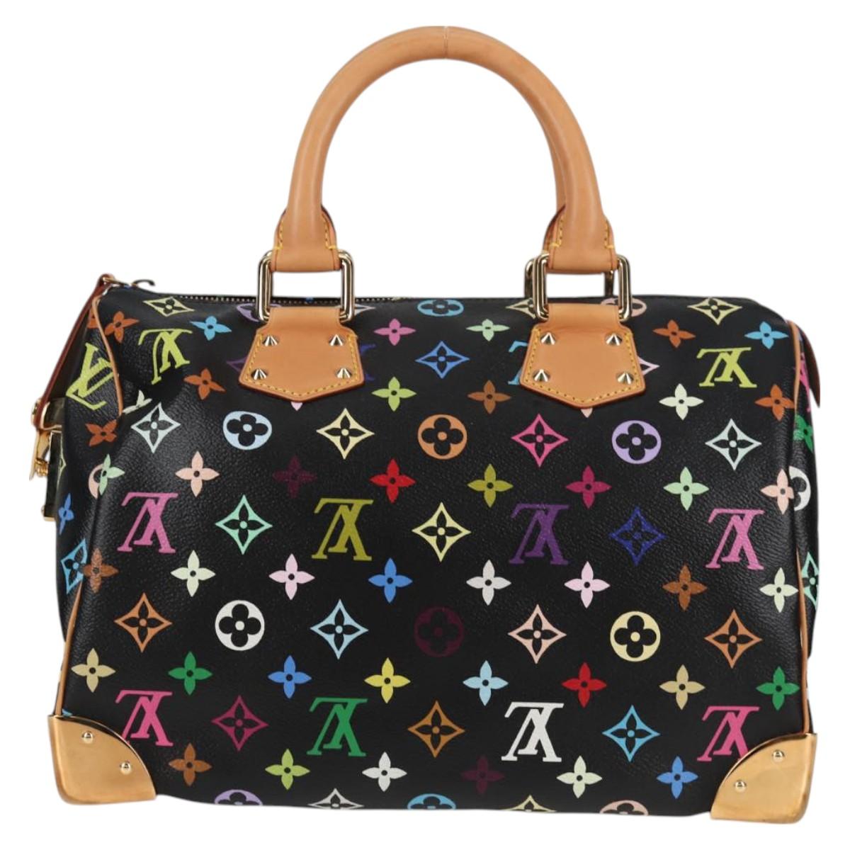 LOUIS VUITTON Monogram Multicolor Speedy 30 Hand Bag Black M92642 Auth 125838SAV