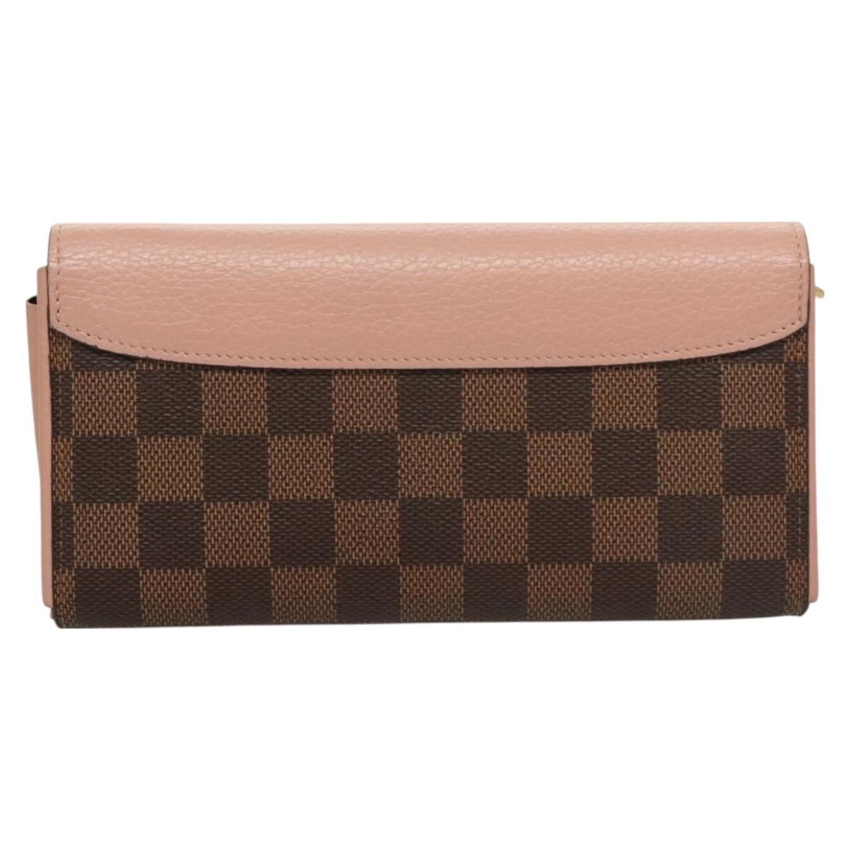 LOUIS VUITTON Damier Ebene Portofeuil Normandy Wallet Pink N61262 LV Auth 125844