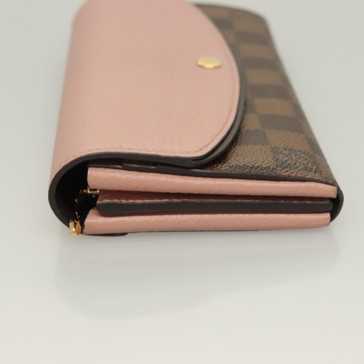 LOUIS VUITTON Damier Ebene Portofeuil Normandy Wallet Pink N61262 LV Auth 125844