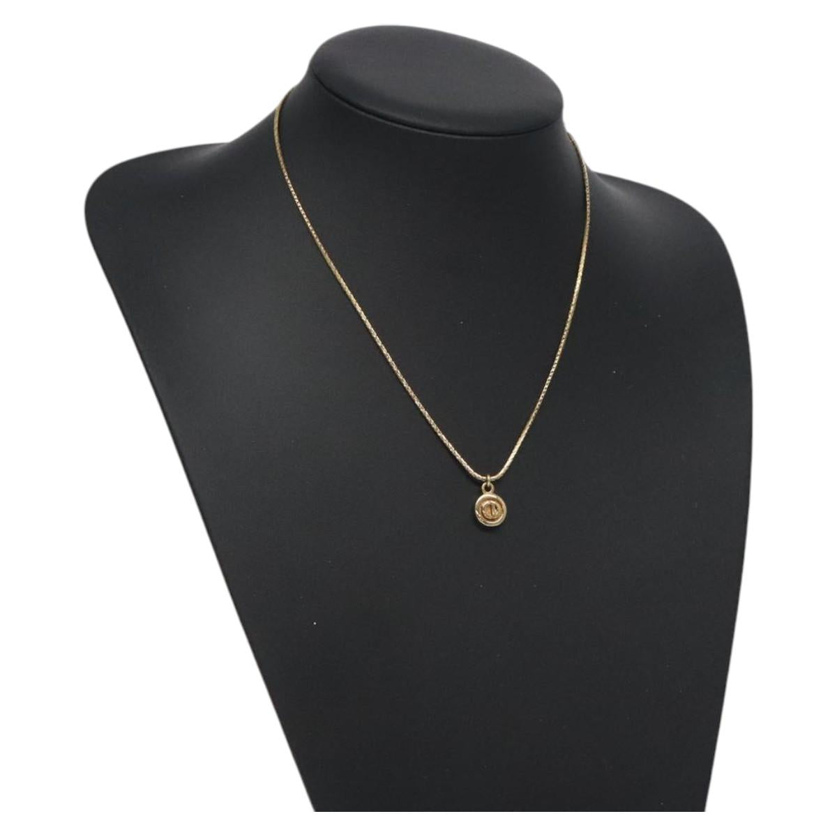 Christian Dior Necklace metal Gold Tone Auth 125849
