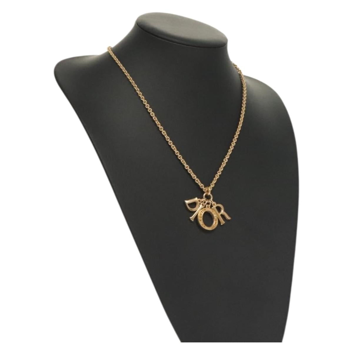 Christian Dior Necklace metal Gold Tone Auth 125854