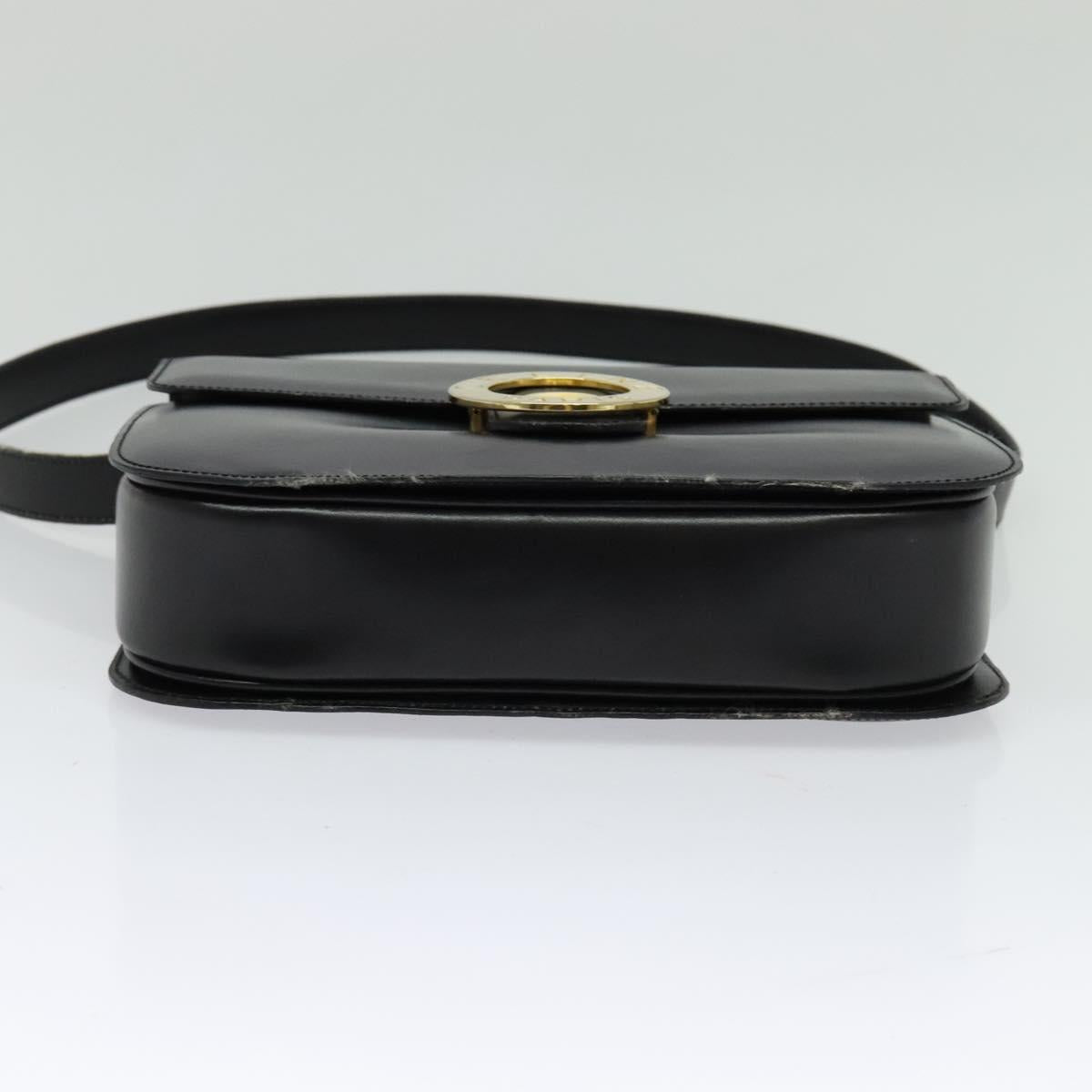 CELINE Hand Bag Leather 2way Black Gold Auth 125900