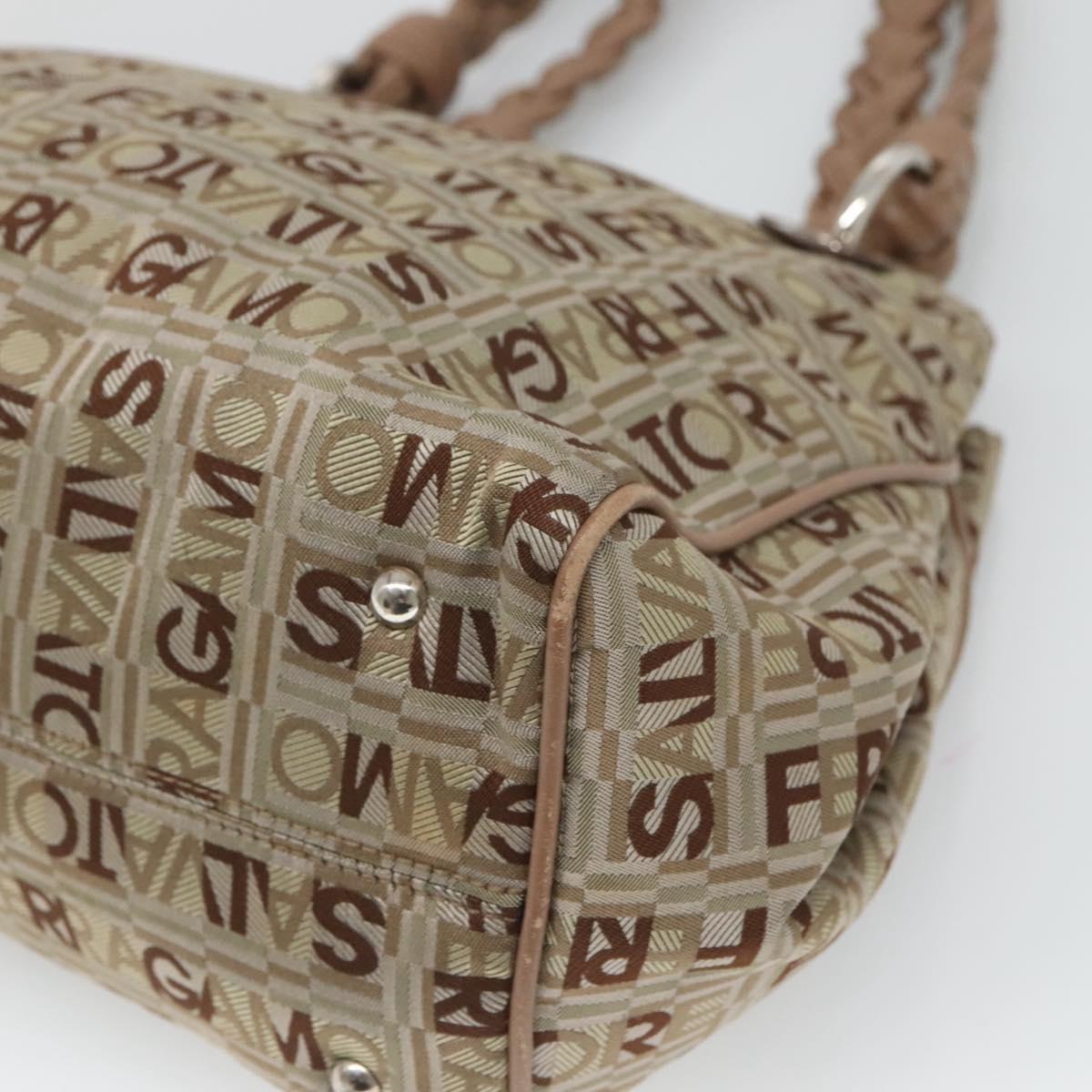 Salvatore Ferragamo Hand Bag Nylon Brown Silver Auth 125909