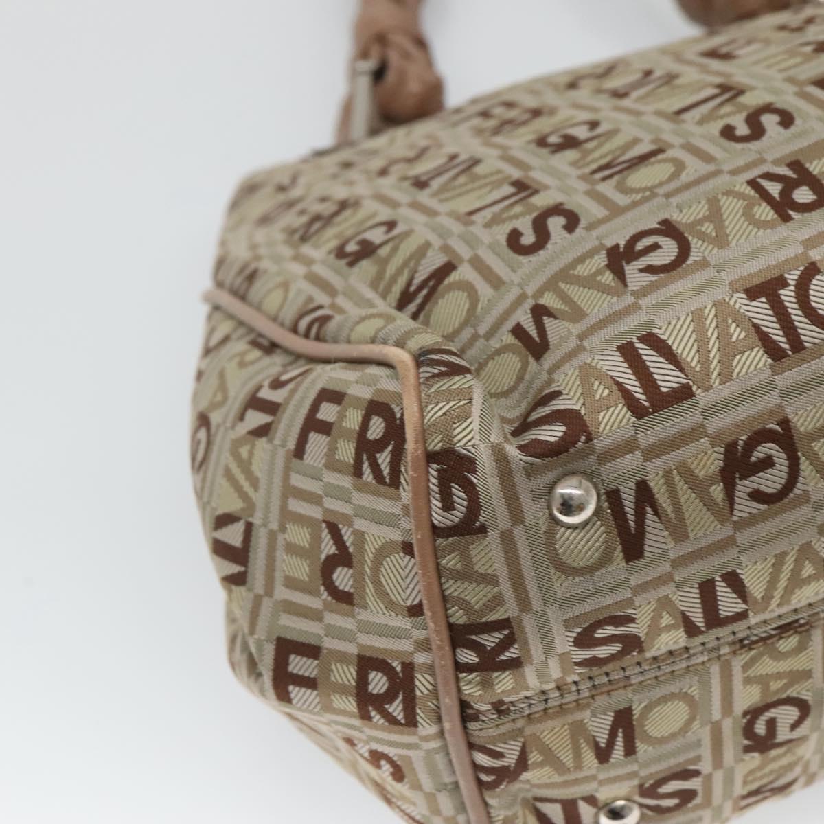 Salvatore Ferragamo Hand Bag Nylon Brown Silver Auth 125909