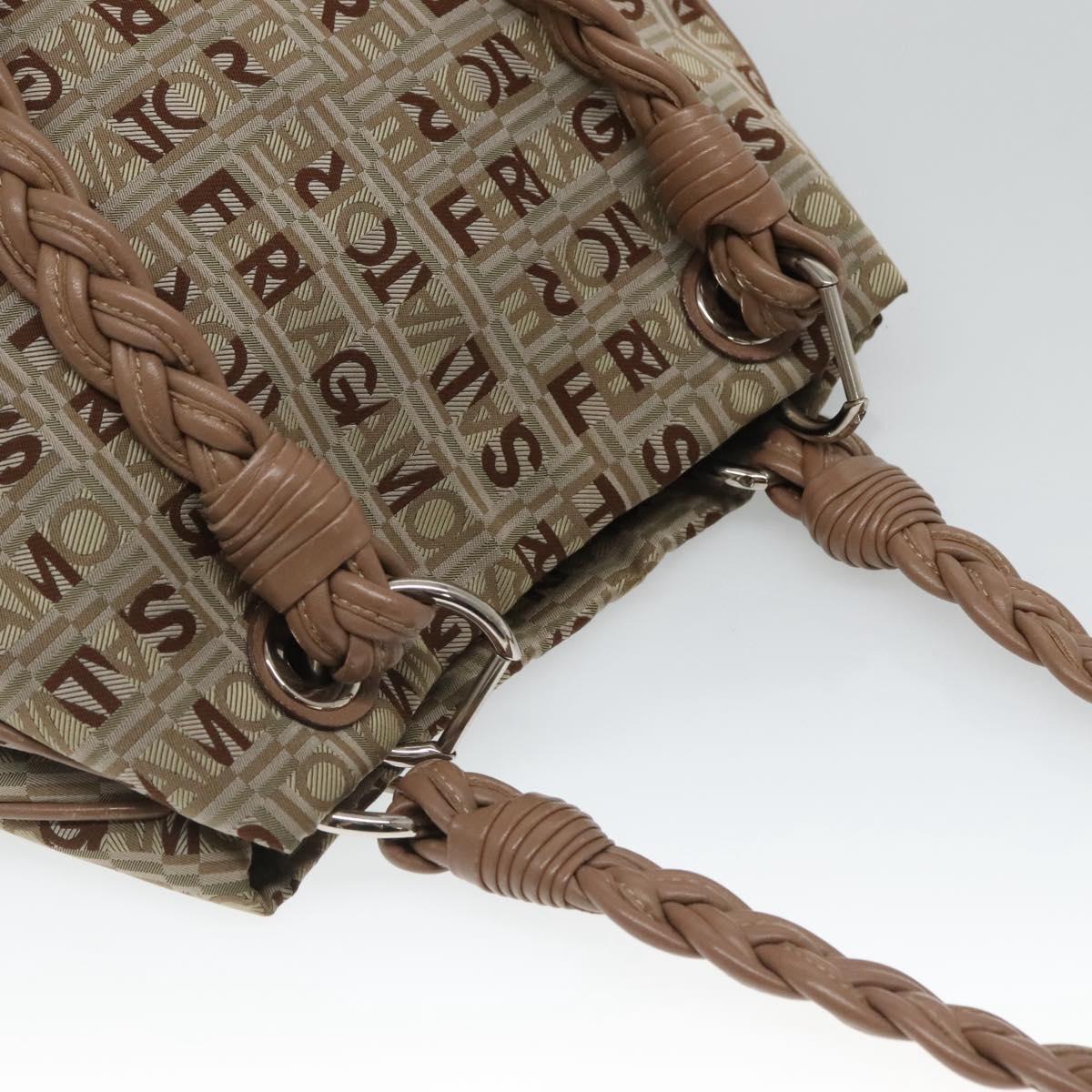 Salvatore Ferragamo Hand Bag Nylon Brown Silver Auth 125909