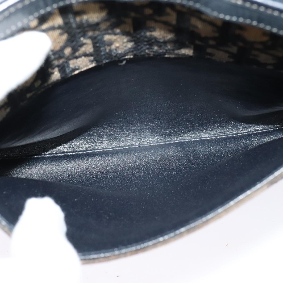Christian Dior Trotter Canvas Shoulder Bag Navy Gold Auth 125910