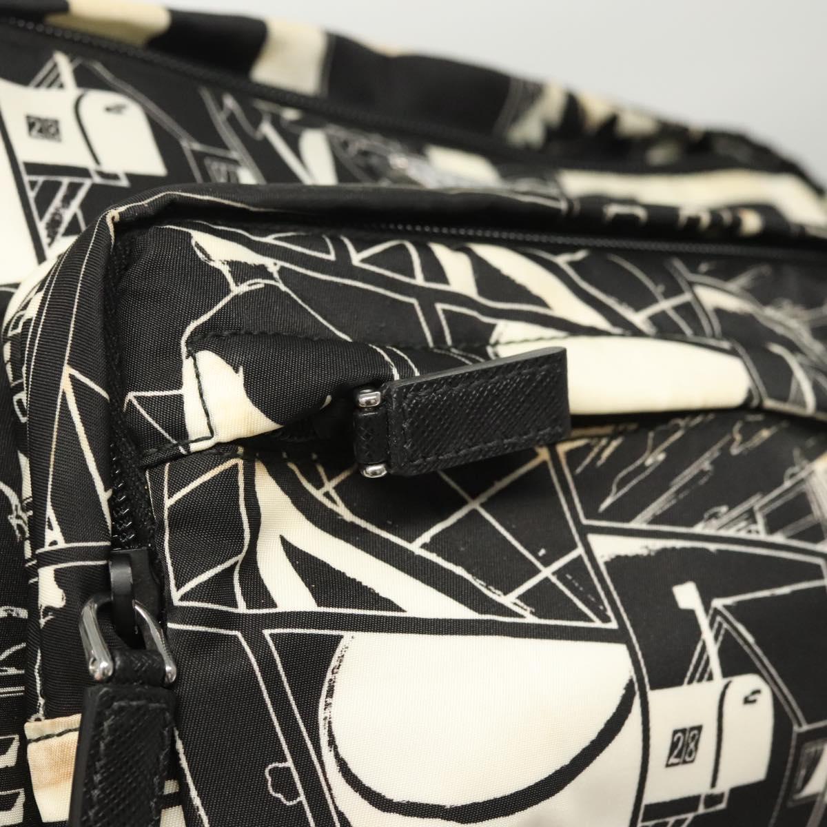 PRADA Shoulder Bag Nylon Black Silver Auth 125913