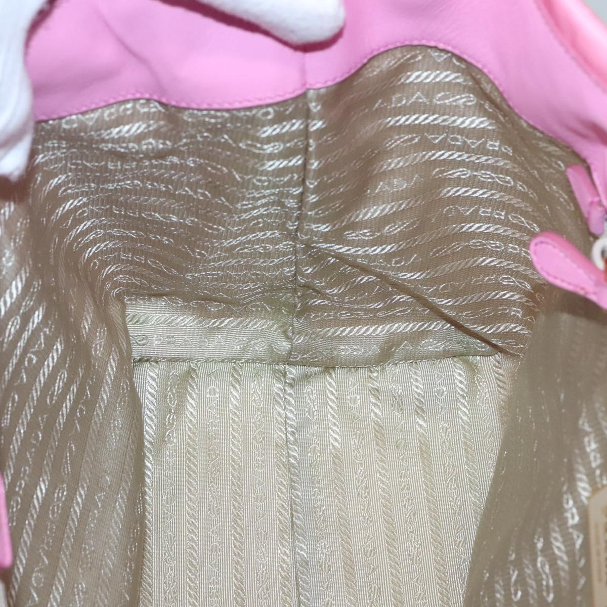PRADA Hand Bag Nylon Pink Gold Auth 125914