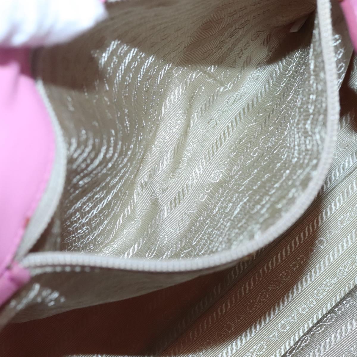 PRADA Hand Bag Nylon Pink Gold Auth 125914
