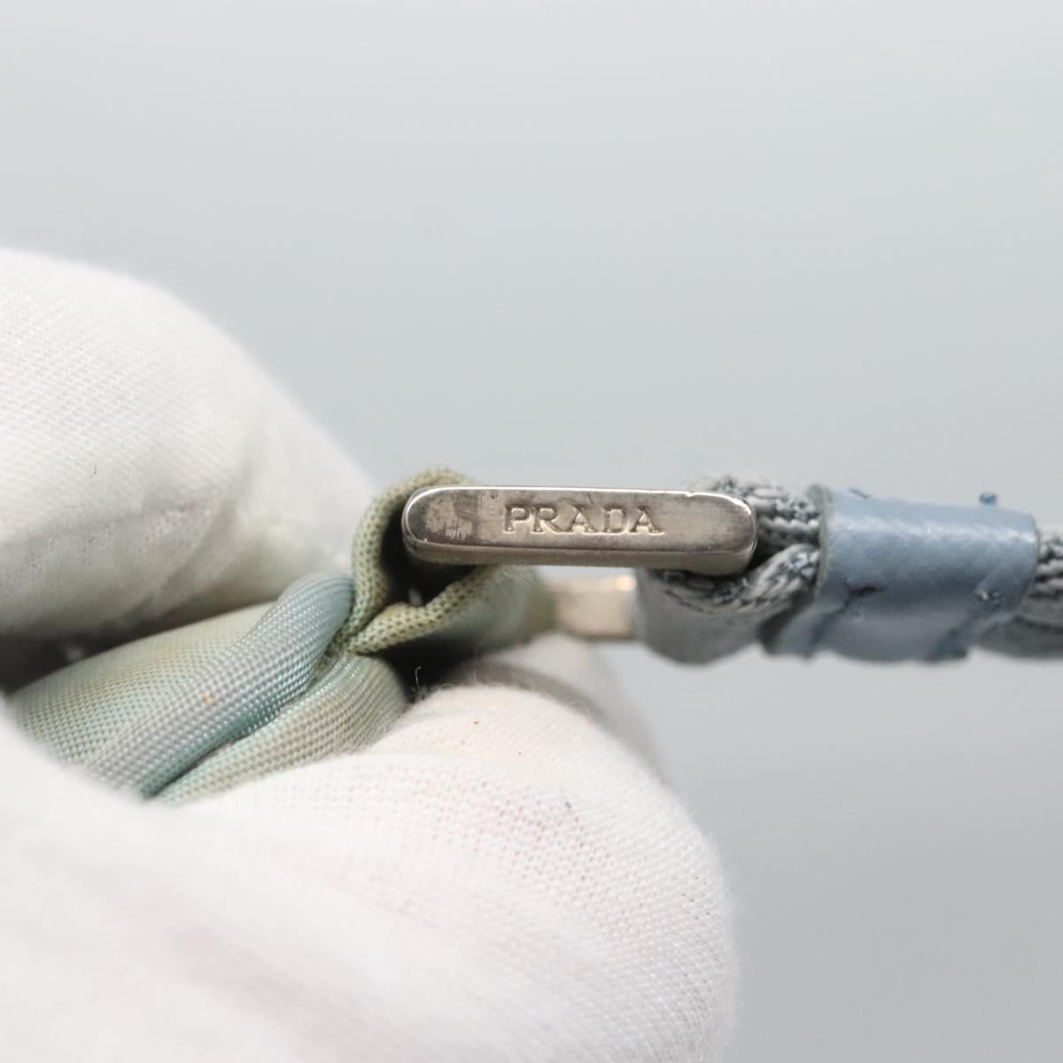 PRADA Hand Bag Nylon Blue Silver Auth 125919