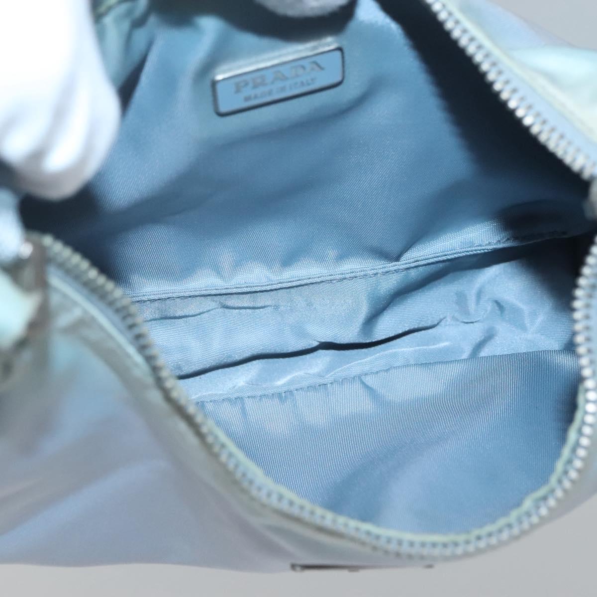 PRADA Hand Bag Nylon Blue Silver Auth 125919