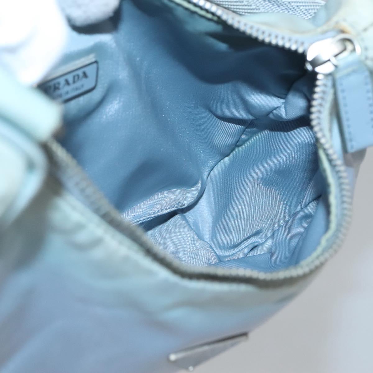 PRADA Hand Bag Nylon Blue Silver Auth 125919