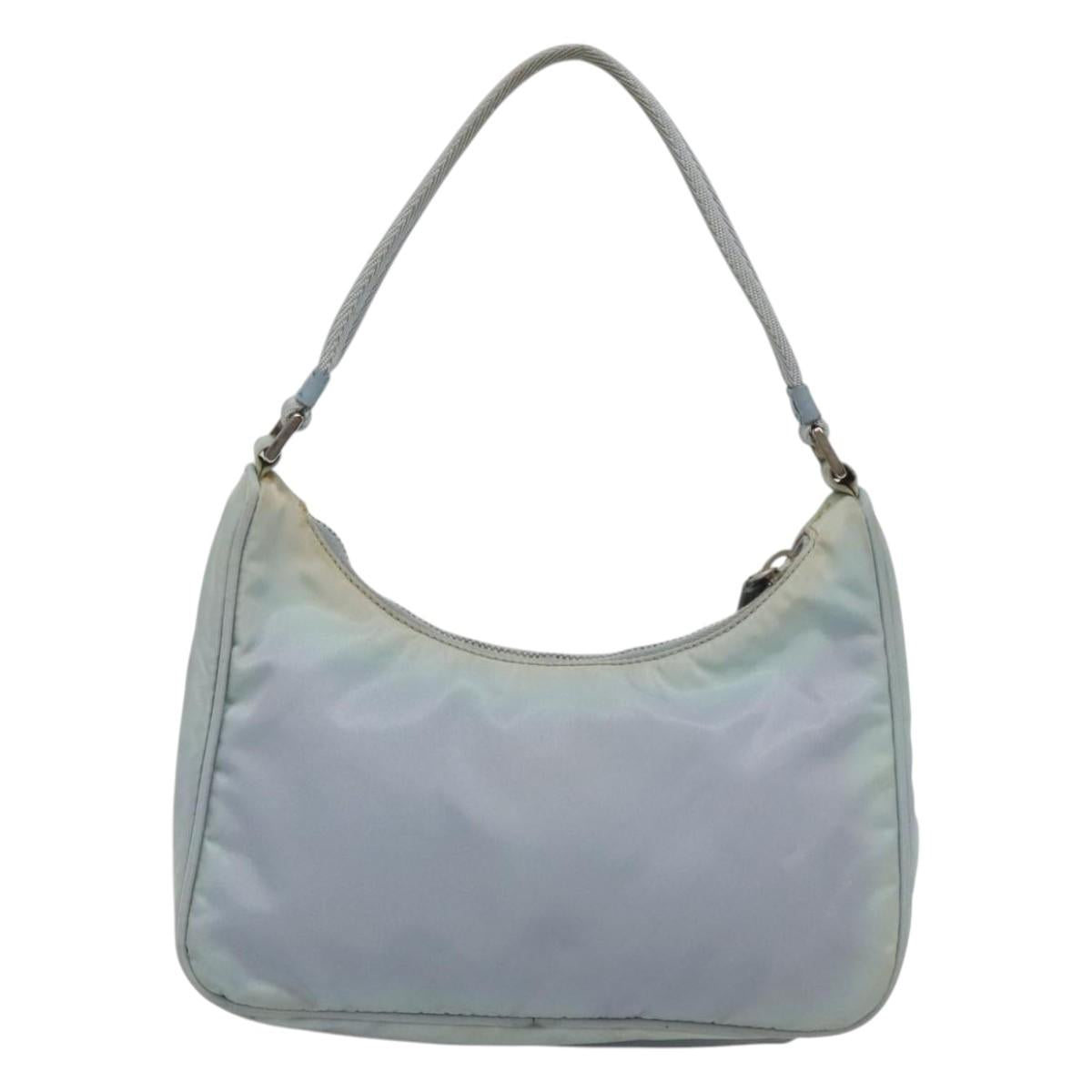 PRADA Hand Bag Nylon Blue Silver Auth 125919